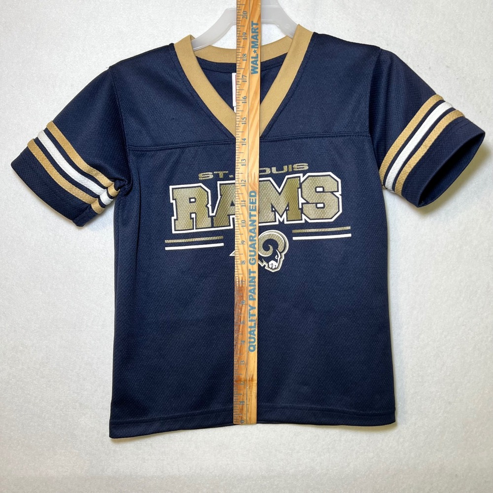 Vintage NFL St. Louis Rams Jersey Navy Blue Gold Y2K Football Youth XS 4-5 - Picture 9 of 11